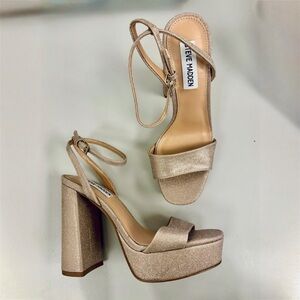 Steve Madden LESSA open toe block heel platform sandals, women’s size 6